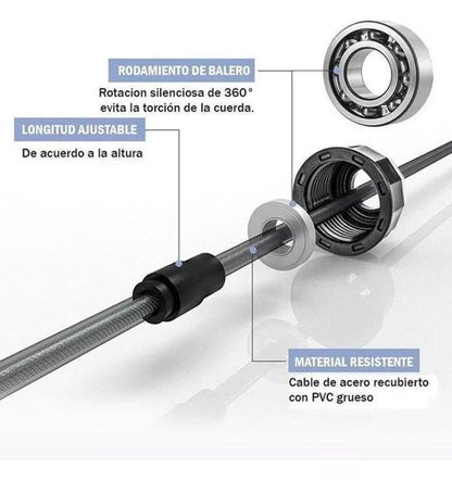 Lazo cuerda Velocidad 3M con balinera Guaya + ENVÍO GRATIS