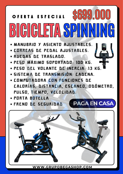 Bicicleta Spinning con Tablero. HS